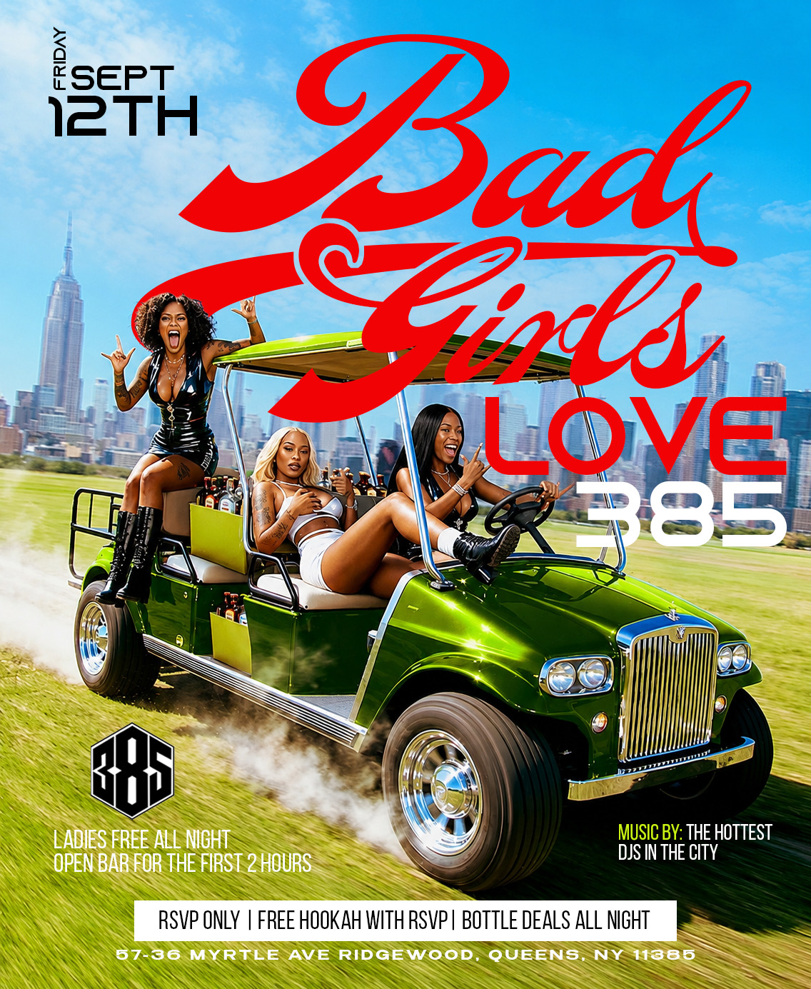 Flyer for BAD GIRLS LOVE 385